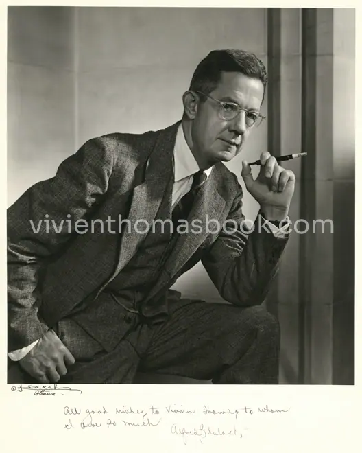 Johns Hopkins Medicine gave Alfred Blalock, Vivien Thomas's supervisor, this Yousef Karsh photo in 1950, to celebrate his successful Blue Baby surgery that was created by Thomas.